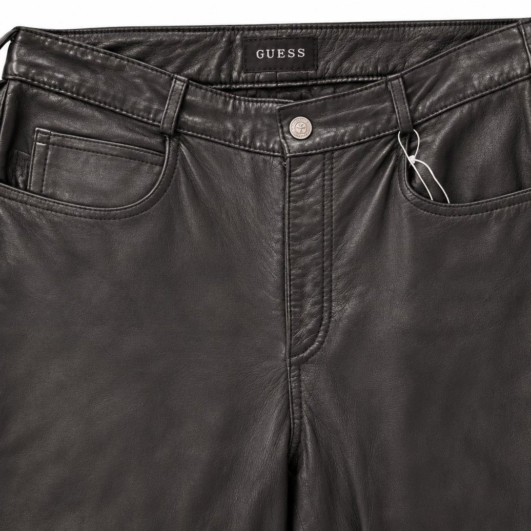 GUESS Black Genuine Leather Pants