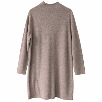 Magaschoni 100% Cashmere Mock Neck Sweater Dress, Taupe Beige, Size XL