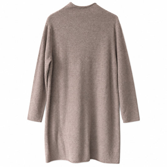 Magaschoni 100% Cashmere Mock Neck Sweater Dress, Taupe Beige, Size XL