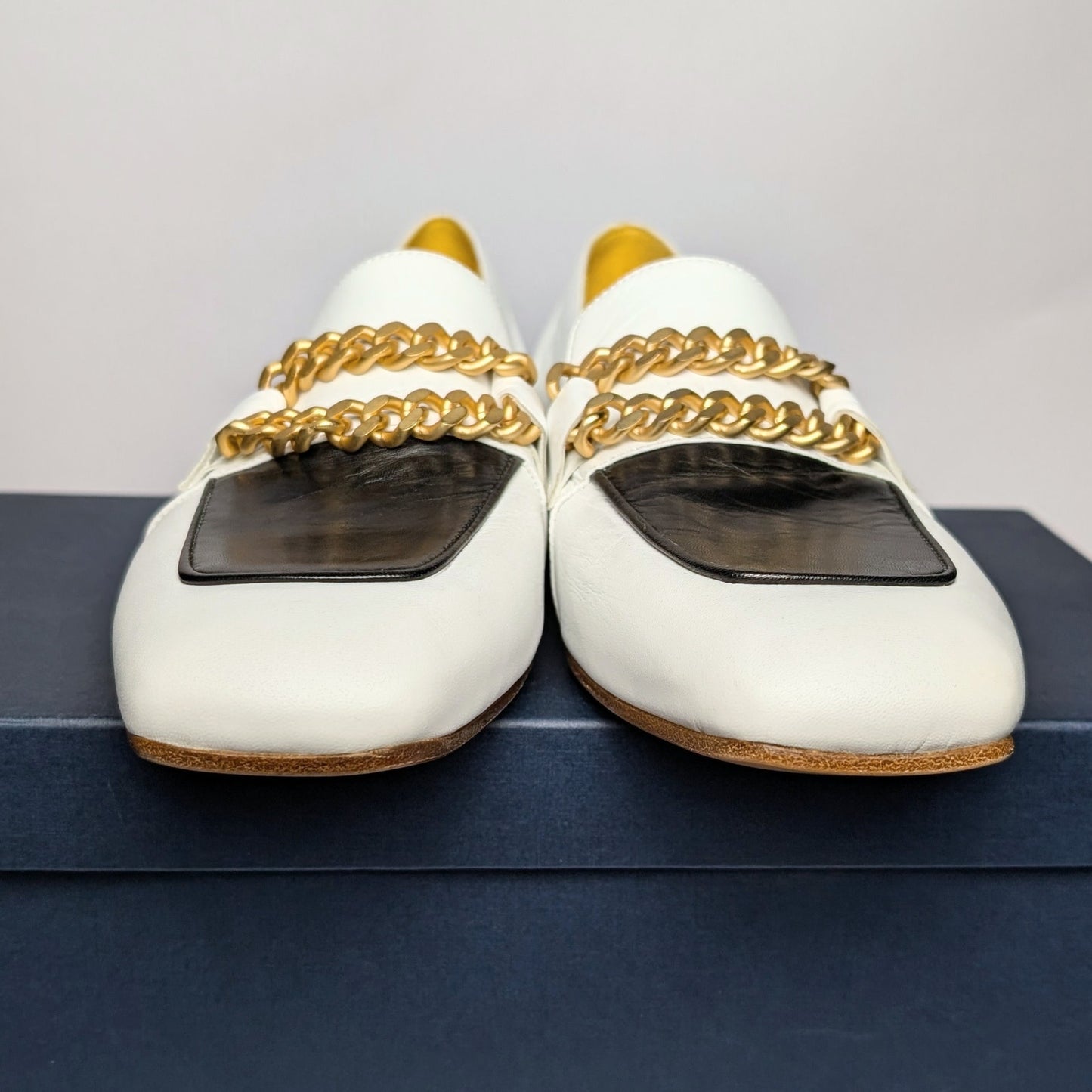 Madison Maison Gioia Leather Chain Loafers Black & White