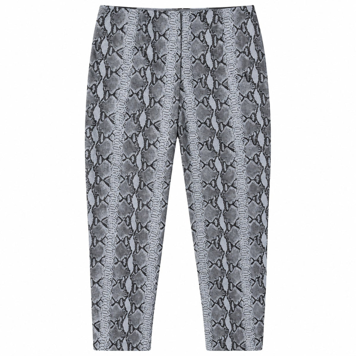 Snakeskin Print Genuine Leather Pants Gray Black Python Straight Leg Size 12