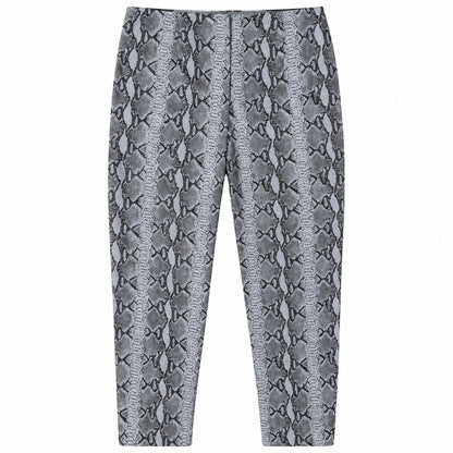 Snakeskin Print Genuine Leather Pants Gray Black Python Straight Leg Size 12