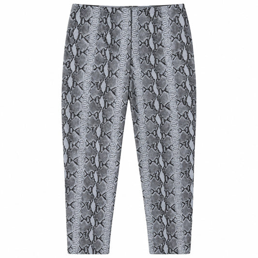Snakeskin Print Genuine Leather Pants Gray Black Python Straight Leg Size 12