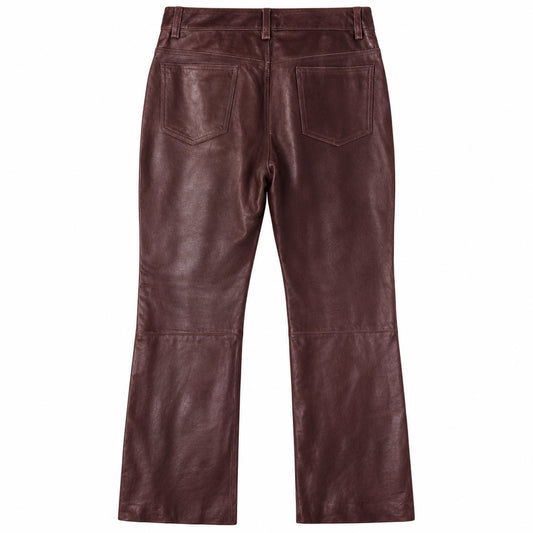 Wilsons Maxima Burgundy Genuine Leather Pants Bootcut 5 Pocket Size 12 NWT
