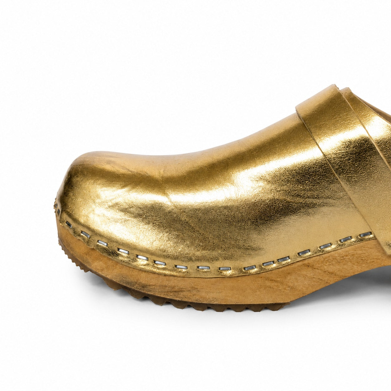 Hoof x Lost & Found Metallic Gold Leather Wooden Platform Clogs EU 40 US 9.5 Rare