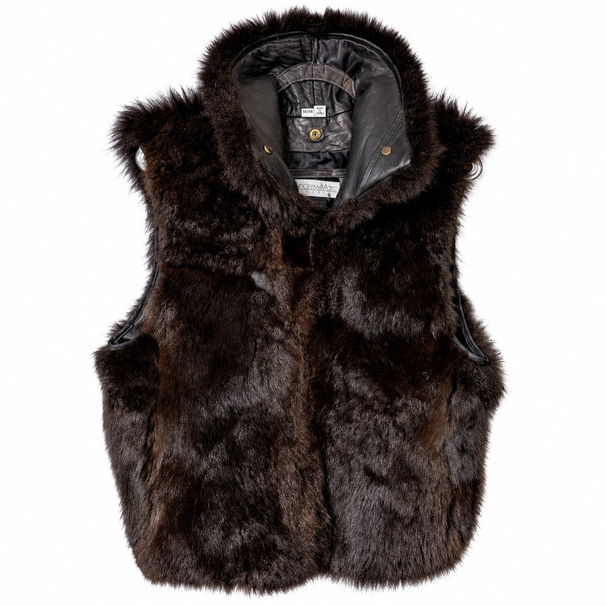 Vintage Andrew Marc Genuine New Zealand Opossum Fur Leather Vest M