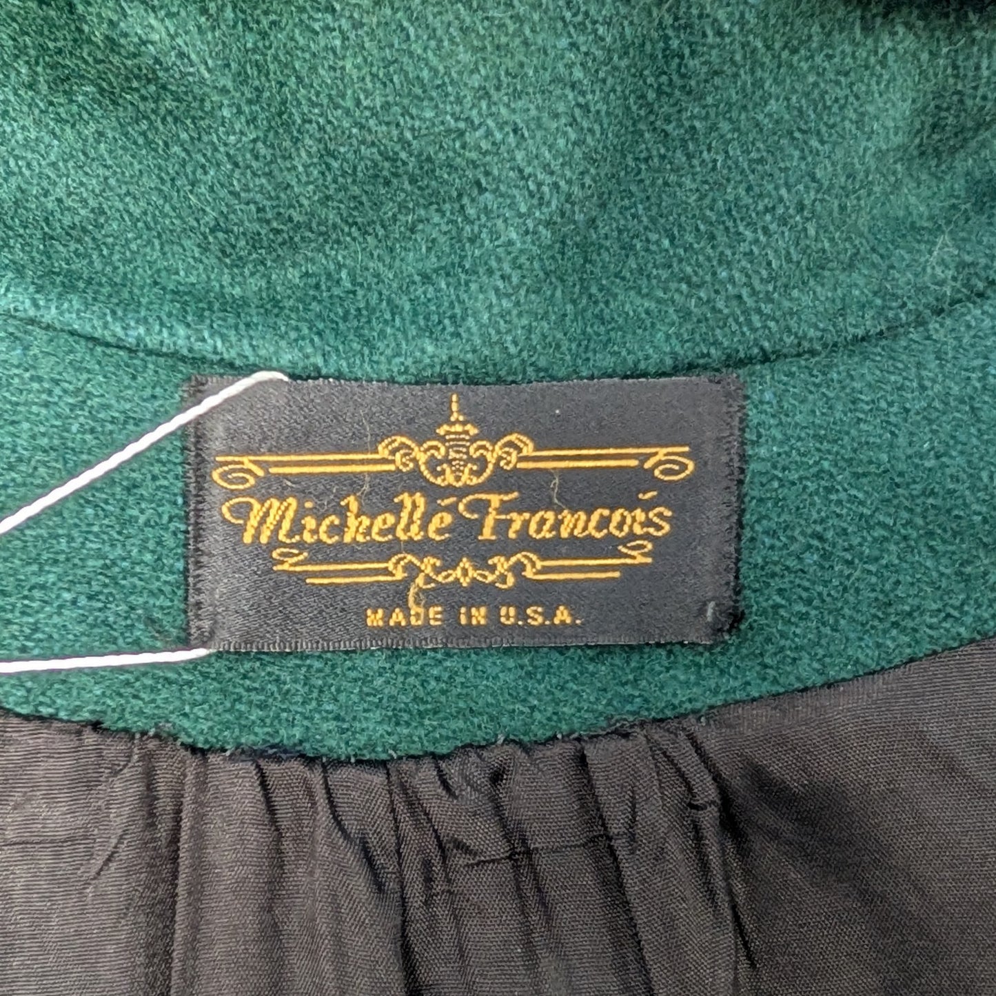 Vintage Forest Green Wool Full-Length Double-Breasted Coat Plus Size