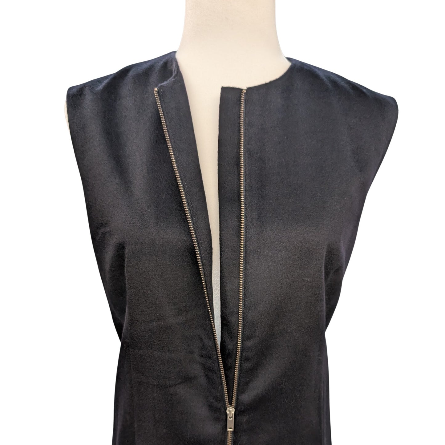 Midnight Blue Wool Cashmere Vest Dress Two-Way