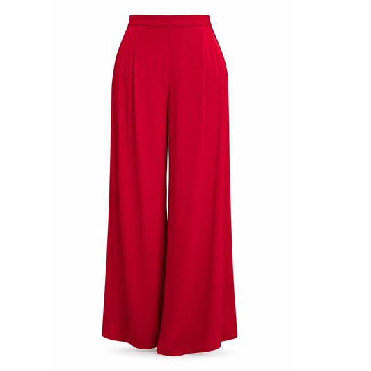 St. John Evening Silk Palazzo Pants in True Red