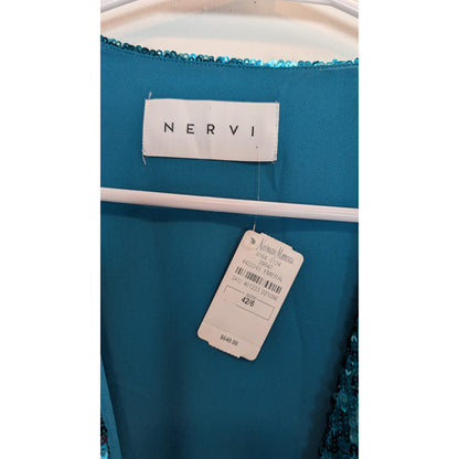 NWT Nervi Pami Dress — Sequin & Ostrich Feather Cuffs — IT 42 / US 6
