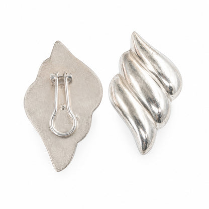 Vintage 925 Sterling Silver Sculptural Swirl Post Earrings Lightweight Statement Earrings
