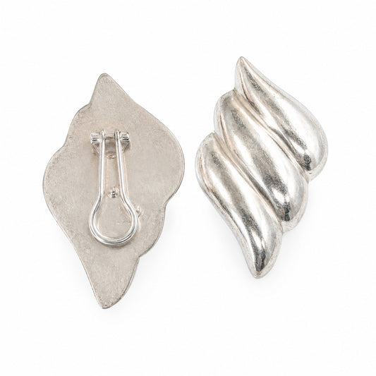 Vintage 925 Sterling Silver Sculptural Swirl Post Earrings Lightweight Statement Earrings