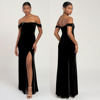 Jenny Yoo Issa Black Velvet Bridesmaid Dress - Size 18 NWT