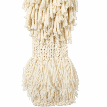 Free People Chunky Alpaca Wool Blend Fringe Scarf, Ivory, Oversized Long Knit
