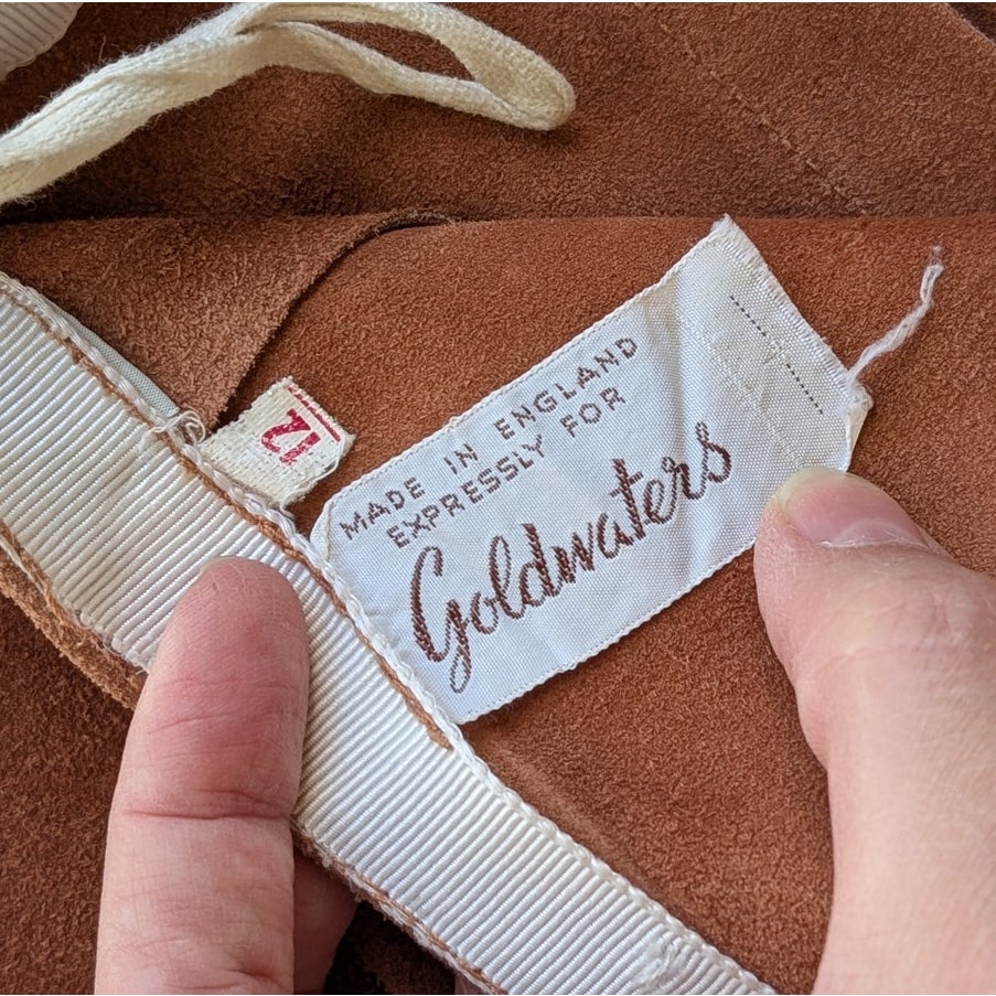 Vintage Goldwaters Toffee Brown Suede A-Line Skirt Made in England