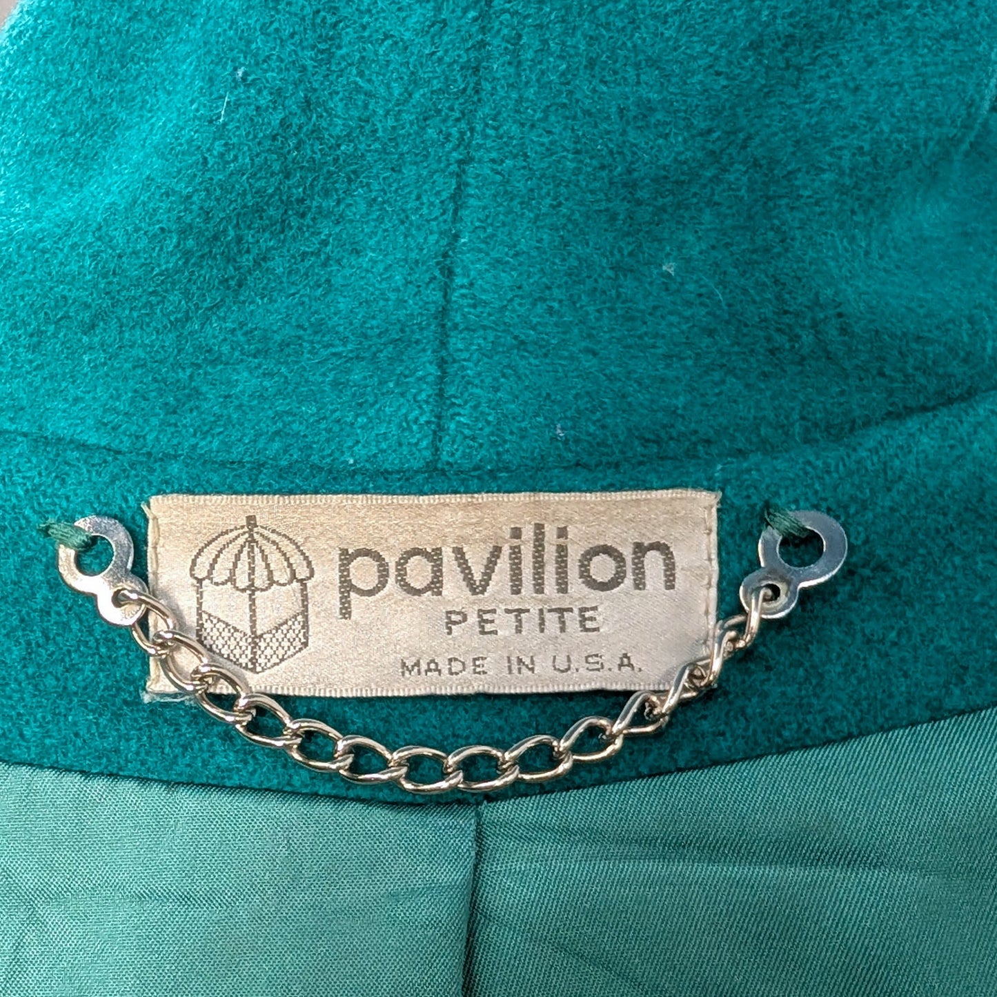 Vintage Teal Wool Double-Breasted Coat with Austrian Crystal Detail
