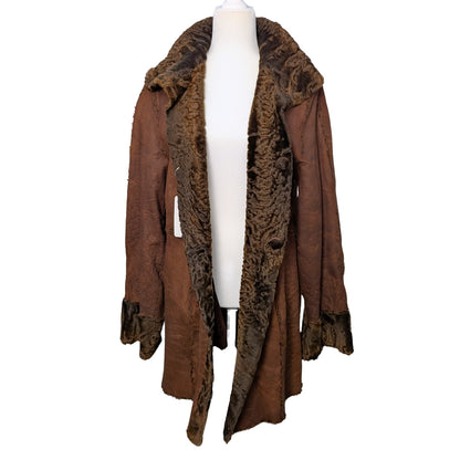 Auburn Brown Lamb Shearling Reversible Jacket Genuine Fur & Leather