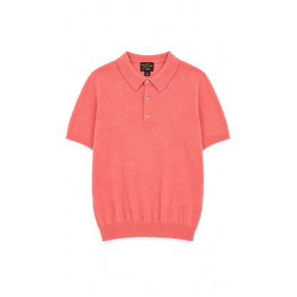 J.Crew Men's 100% Cashmere Short Sleeve Polo Sweater, Salmon Coral, Size L