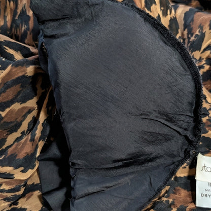 100% Silk Stanley Sherman Leopard Print Midi Dress | Bow Tie Neck