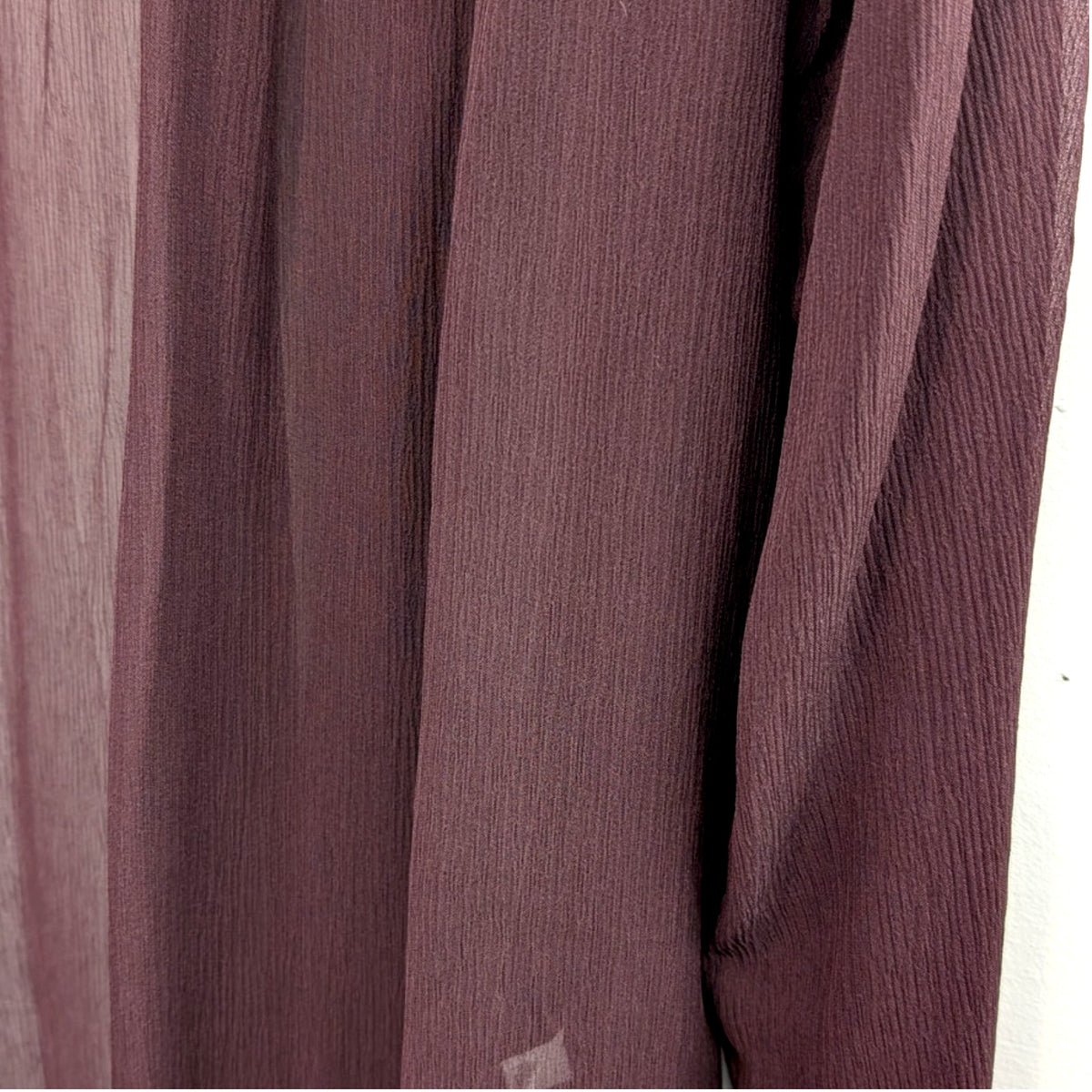 NWT Eileen Fisher 100% Silk Sheer Crinkle Chiffon Long Duster Jacket, Plum, Size M