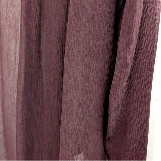 NWT Eileen Fisher 100% Silk Sheer Crinkle Chiffon Long Duster Jacket, Plum, Size M