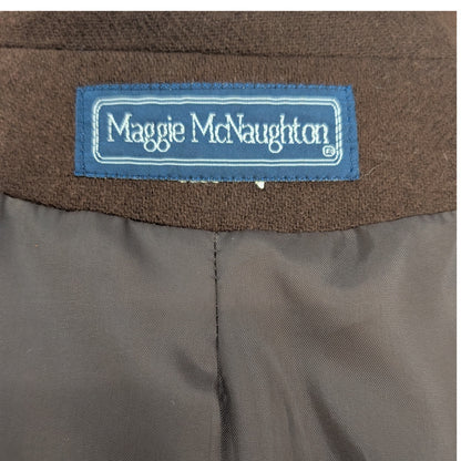 100% Wool Maggie McNaughton Brown Wool Blazer Skirt Suit 18W
