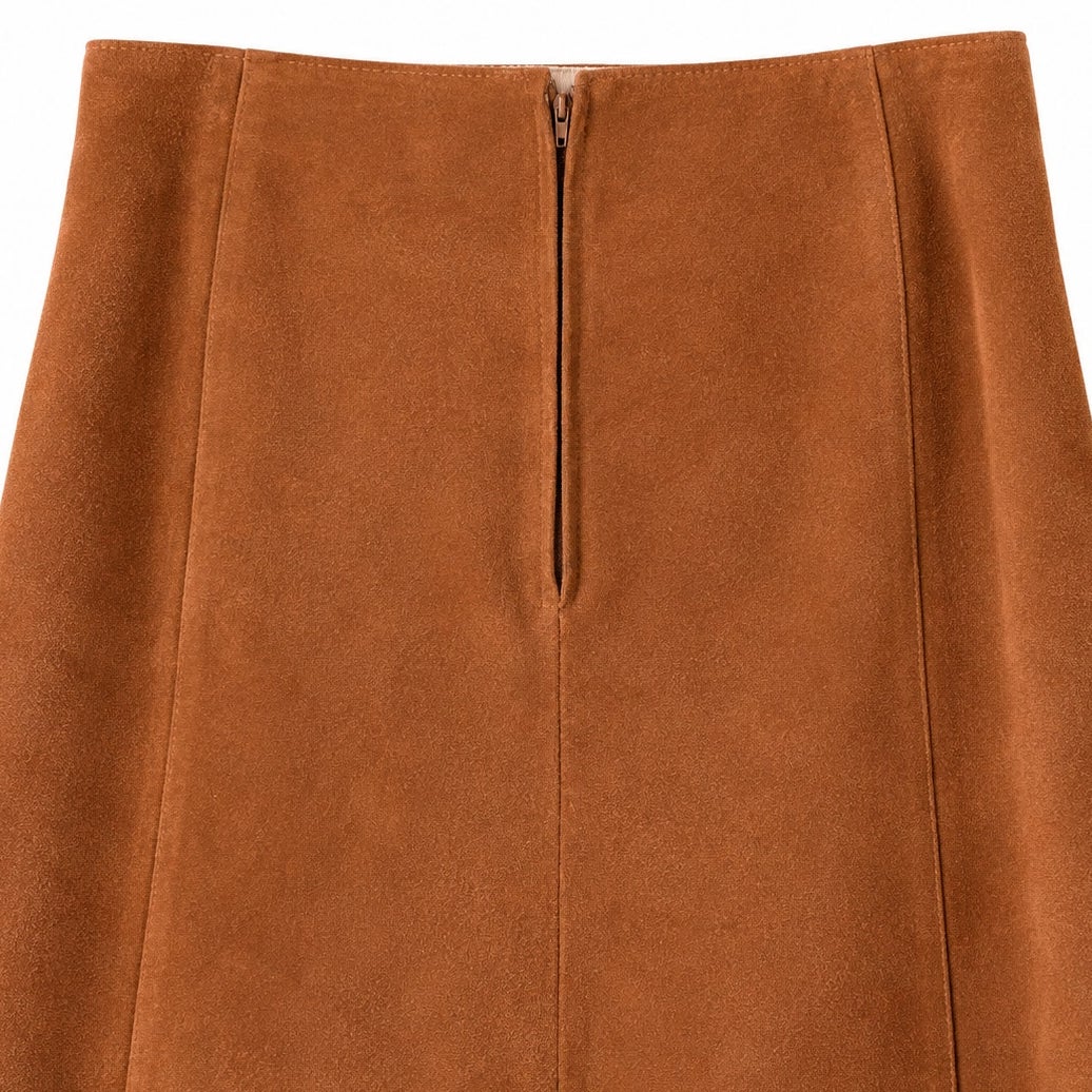 Vintage Goldwaters Toffee Brown Suede A-Line Skirt Made in England