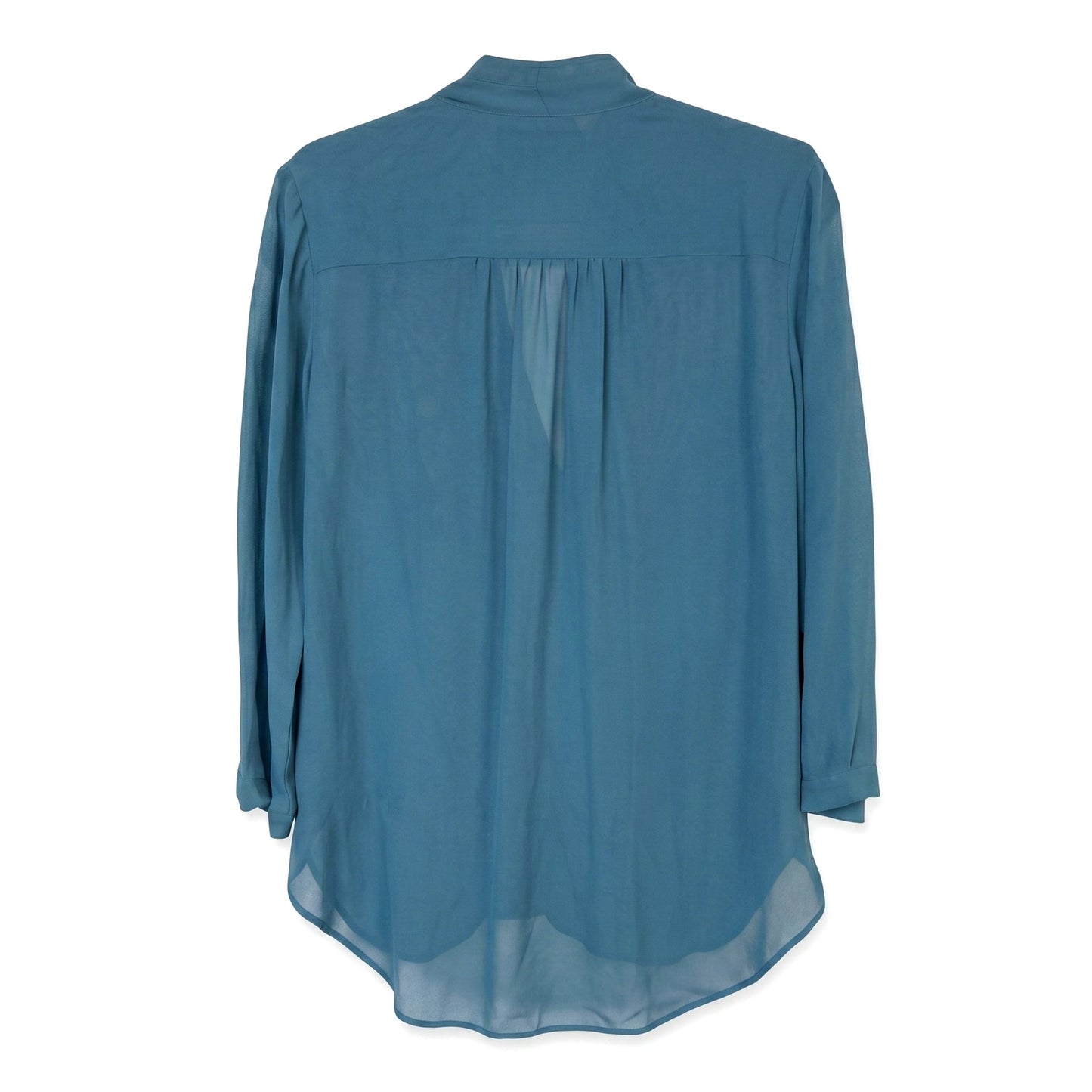100% Silk Babaton Aritzia Teal Silk Draped Wrap Blouse Size S