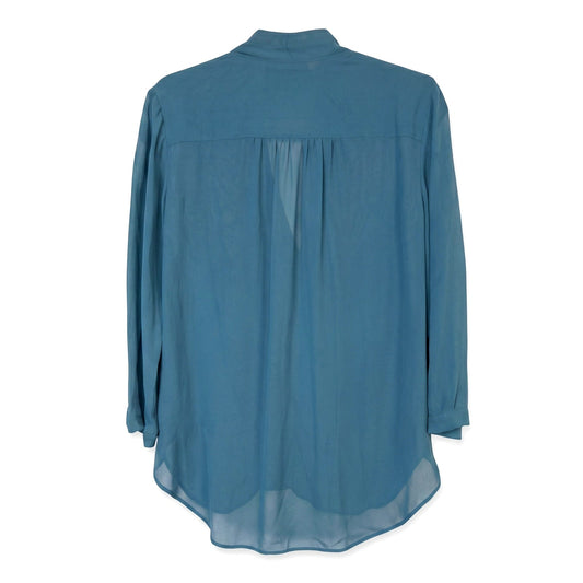 100% Silk Teal Draped Wrap Blouse Babaton Aritzia | S