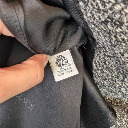 Vintage Cassidy Petite Gray Wool Tweed Long Coat Hand Tailored Made in USA