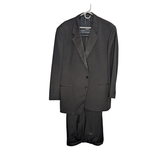 Armani Collezioni Black Wool Smoking Suit - Size 48L