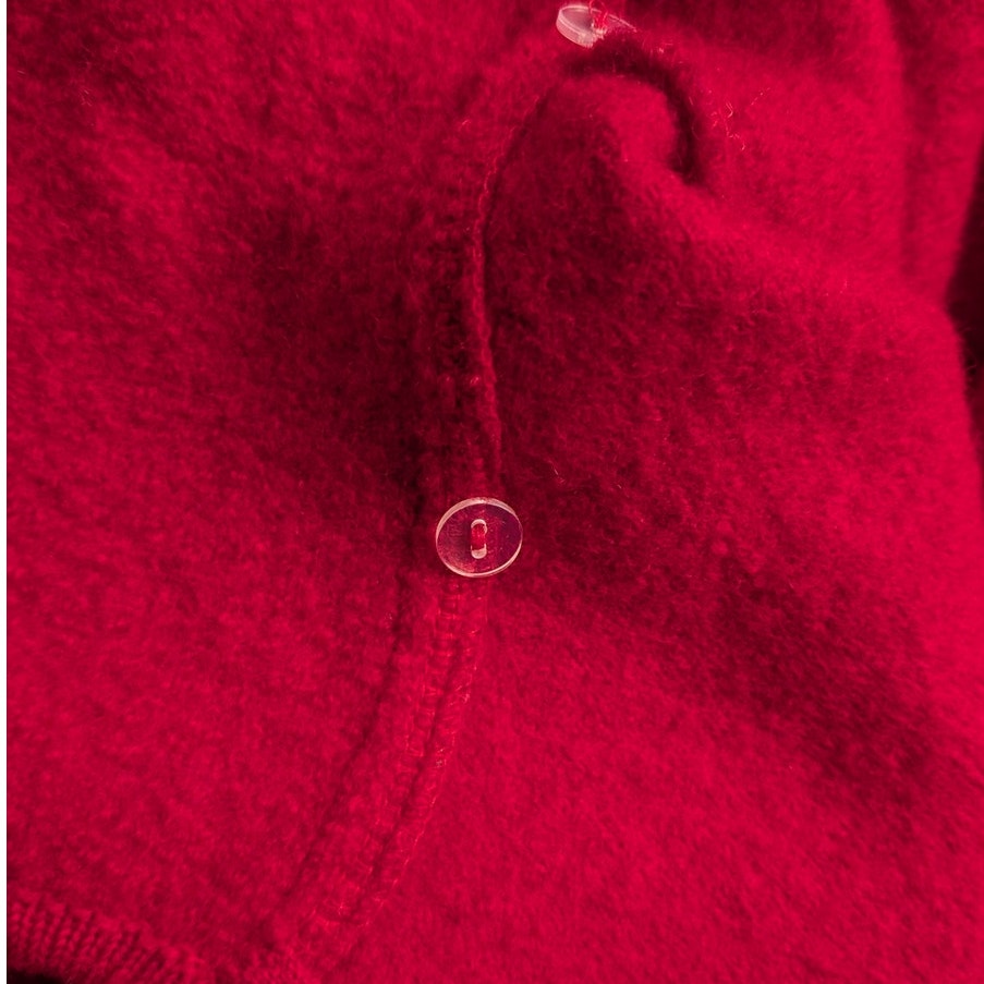 Vintage Lisa International Red 100% Boiled Wool Zip Cardigan Jacket, Size L