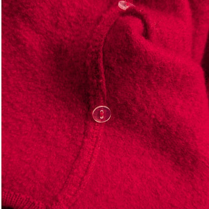 Vintage Lisa International Red 100% Boiled Wool Zip Cardigan Jacket, Size L
