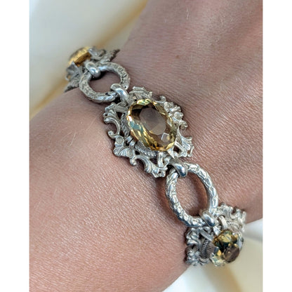 Vintage Natural Citrine Bracelet in 850 Silver
