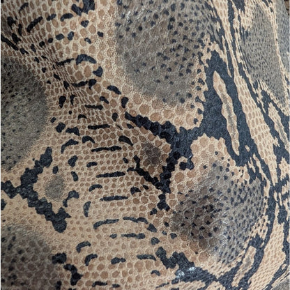 Snakeskin Print Genuine Leather Pants Beige Brown Python Straight Leg Size 14