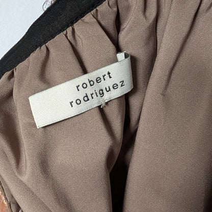 100% silk and 100% leather Taupe Brown A Line Skirt Textured Mini Skirt