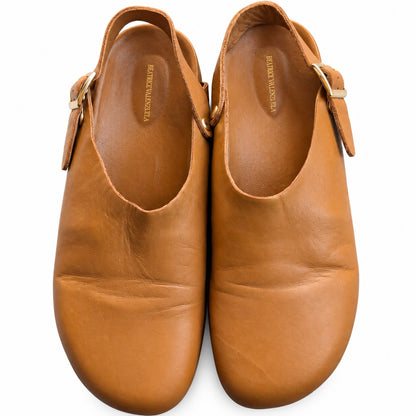 Beatrice Valenzuela Tan Leather Slingback Clogs Mules Made in California Size 8