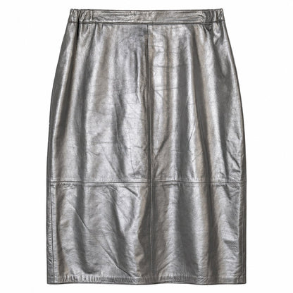 RARE DERO Rocco D'Amelio Silver Studded Leather Skirt Suit Quilted Jacket