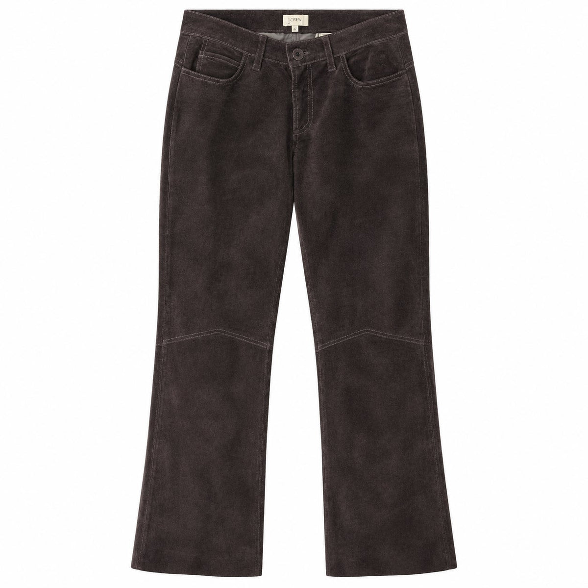 RARE Brown Super Low-Rise Genuine Suede Flare Pants