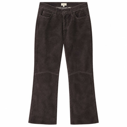 RARE Brown Super Low-Rise Genuine Suede Flare Pants