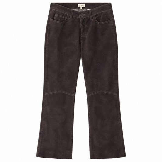 RARE Brown Super Low-Rise Genuine Suede Flare Pants