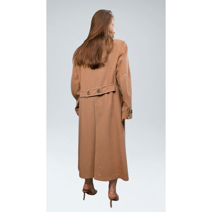 Tempo Europe by London Fog Camel Wool Coat with Austrian Crystal Embellishment