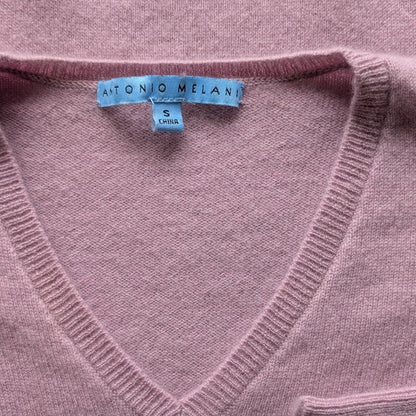 Antonio Melani 100% Cashmere V-Neck Tunic Sweater, Mauve Pink, Size S