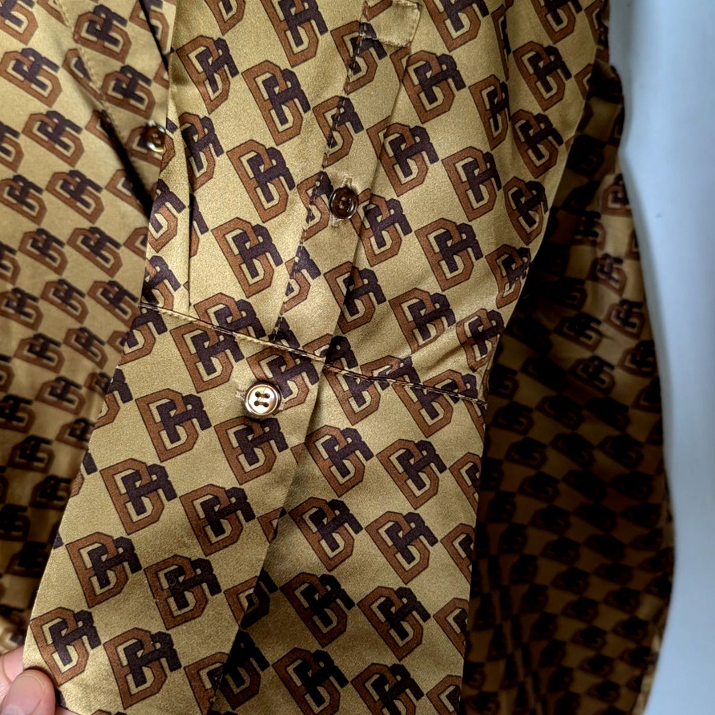 NWT 100% Silk Banana Republic  Monogram Print Shirt Dress | Long Sleeve | XL