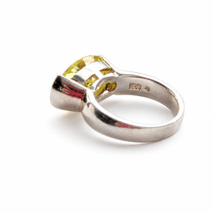 925 Stacking Sterling Silver Man Made Lemon Quartz Rings Set Size 7 & 7.5 Yellow Quartz  Silver Pair