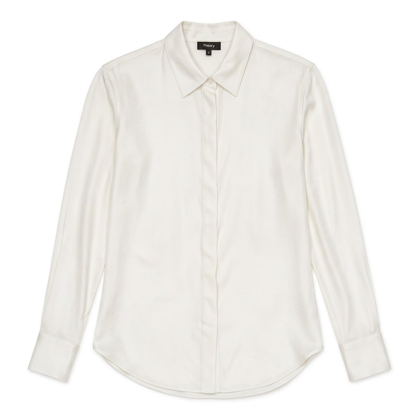 93% Silk Theory Ivory Button-Down Blouse | Size S