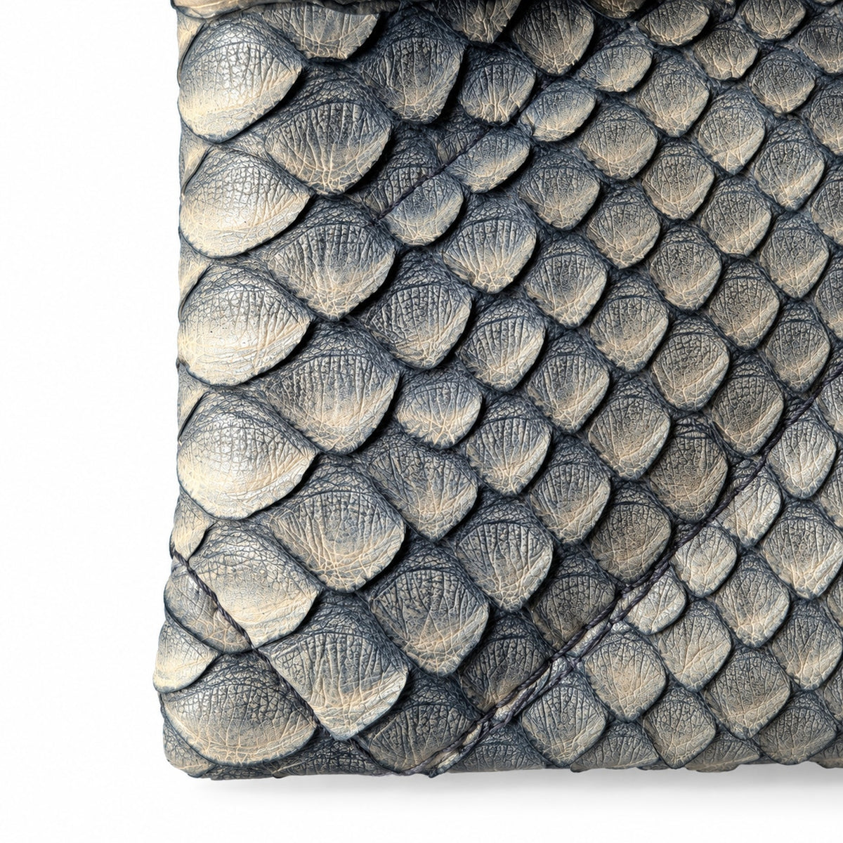 Vintage Genuine Python Clutch Gray Quilted Snakeskin Envelope Bag