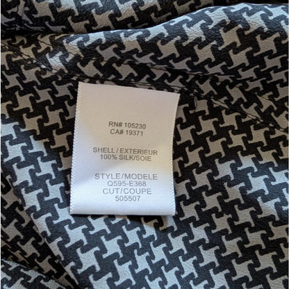Equipment 100% Silk Houndstooth Blouse | Size S | Black & Grey | Long Sleeve |
