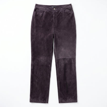 Linda Allard Ellen Tracy Sz 6 Purple Suede Slim Pants | 100% Leather | Luxury