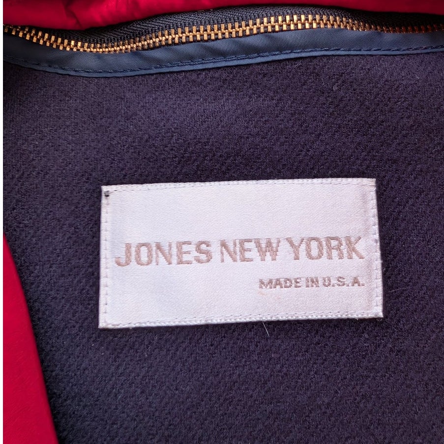 Vintage Jones New York Red Trench Coat Belted Zip Out Wool Liner Made in USA